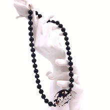 Load image into Gallery viewer, Black Onyx Necklace with Agate Pendant In sterling silver