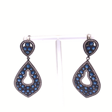 Load image into Gallery viewer, Blue Topaz Earring in Sterling silver with Rodium Coated