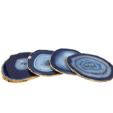 Cargar imagen en el visor de la galería, Blue Agate Coaster 4 pieces set
