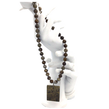 Load image into Gallery viewer, Jasper Bead Necklace with Square Pendant