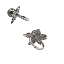 Load image into Gallery viewer, Black Pearl Ring in sterling Silver