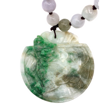 Cargar imagen en el visor de la galería, closer view of Burmese Jade circle shaped pendant of bead necklace