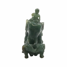 Load image into Gallery viewer, Hand-Carved Jade Elephants Figurine