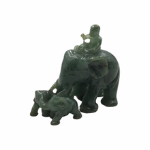 Load image into Gallery viewer, Hand-Carved Jade Elephants Figurine