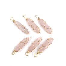 Load image into Gallery viewer, Rose Quartz Point Pendant with Gold Wire Wrapped