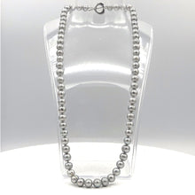 Load image into Gallery viewer, Long Pearl Necklace with Metal Heart 22" 9mm