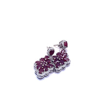 Load image into Gallery viewer, Ruby Long Earring with White Zircon Rhodium over Sterling Silver
