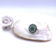 Load image into Gallery viewer, Emerald with White Zircon Rhodium over Sterling Silver Earring
