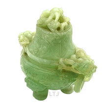 Load image into Gallery viewer, Jade Incense Burner with Grand Foo Dog Accents
