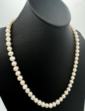 Load image into Gallery viewer, White Pearl Necklace with Magnet Lock 8mm 22&quot;
