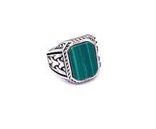 Load image into Gallery viewer, Malachite Men Ring with Sterling Silver
