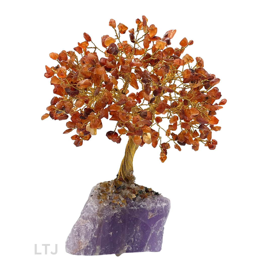 Gold wire-wrapped Gemstone Tree (Large Size)