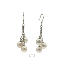 Load image into Gallery viewer, 3 pearls chain earrings 925
