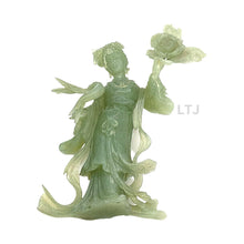 Cargar imagen en el visor de la galería, Ceremonial Grace: Chinese Lady in Festive Attire with Camellia &amp; Horse Hair Whisk
