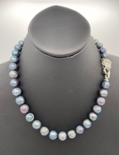 将图片加载到图库查看器，Natural pearl necklace with cheetah lock 17&quot; 10mm
