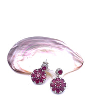 Load image into Gallery viewer, Ruby with White Zircon Rhodium over Sterling Silver Earring
