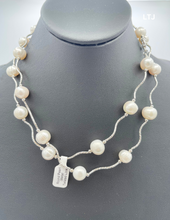 Cargar imagen en el visor de la galería, Round pearl (Metal Twisted Link) Necklace 36&quot; 10mm
