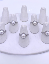 将图片加载到图库查看器，Single Pearl Adjustable Ring Silver
