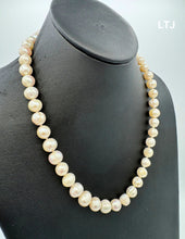 Load image into Gallery viewer, Fresh water pearl necklace with round sterling silver clasp 18&quot;
