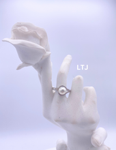 将图片加载到图库查看器，Single Pearl Adjustable Ring Silver
