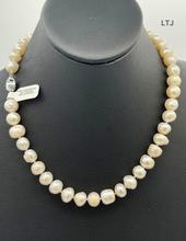 Load image into Gallery viewer, Freshwater pearl necklace with sterling silver clasp 10mm 18&quot;
