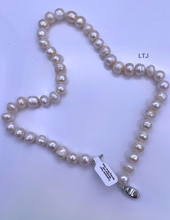 Load image into Gallery viewer, Freshwater pearl necklace with sterling silver clasp 10mm 18&quot;
