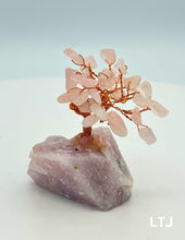 Cargar imagen en el visor de la galería, Wire wrapped Rose Quartz Gemstone tree with Rose Quartz base (Small)
