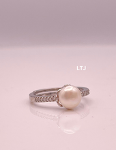 将图片加载到图库查看器，Single Pearl Sterling Silver Adjustable Ring
