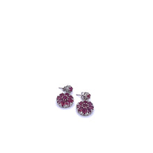 Load image into Gallery viewer, Ruby with White Zircon Rhodium over Sterling Silver Earring
