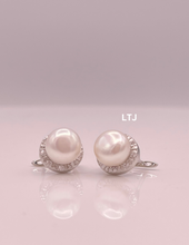 Load image into Gallery viewer, Pearl CZ earrings with Russian lock
