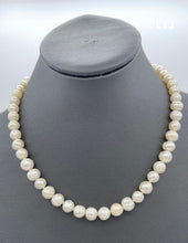 Cargar imagen en el visor de la galería, Fresh water pearl necklace with round sterling silver clasp 18&quot;
