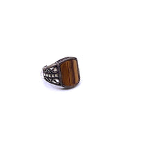Load image into Gallery viewer, Tiger Eye Men Ring with Sterling Silver
