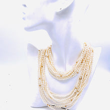 Load image into Gallery viewer, Small Rice Pearl with 14K Gold Beads 10 Layers Necklace
