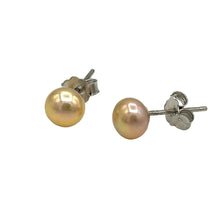 Load image into Gallery viewer, Natural round pearl post earrings (6 mm)
