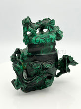 将图片加载到图库查看器，Malachite Urn with Mythical Creature Carvings
