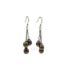 Load image into Gallery viewer, 3 pearls chain earrings 925
