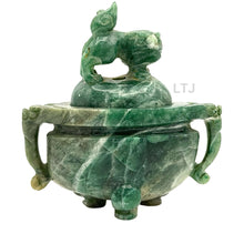 Cargar imagen en el visor de la galería, Guardians of Aroma: Jade Incense Burner with Foo Dog Motifs
