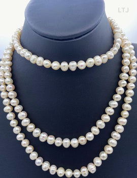 Long Pearl Knotted necklace 52