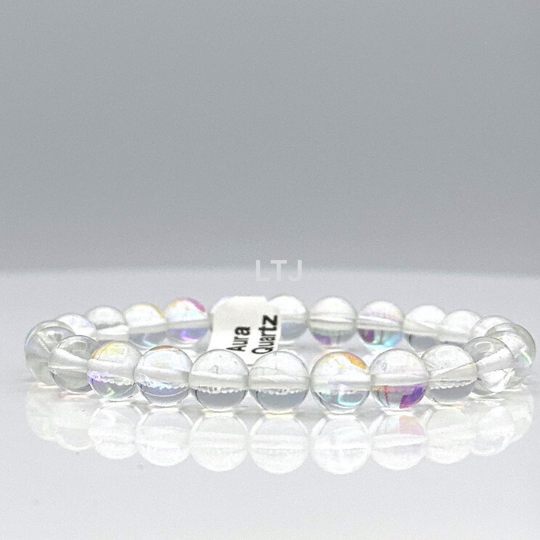 Radiant Blue and White Aura Quartz Bracelet