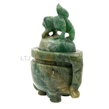 Load image into Gallery viewer, Guardians of Aroma: Jade Incense Burner with Foo Dog Motifs
