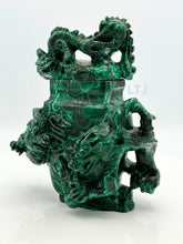 Cargar imagen en el visor de la galería, Malachite Urn with Mythical Creature Carvings
