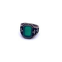 Load image into Gallery viewer, Green Onyx Men Ring with Sterling Silver
