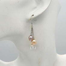 Load image into Gallery viewer, 3 pearls chain earrings 925
