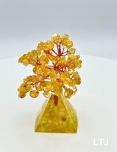 Load image into Gallery viewer, Wire wrapped Gemstone tree with pyramid base
