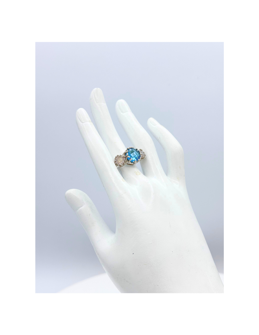 Aquamarine and MoonStone Silver Ring