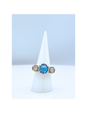 将图片加载到图库查看器，Aquamarine and MoonStone Silver Ring
