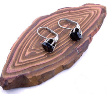 将图片加载到图库查看器，Black Onyx with Silver Lever Back Earring
