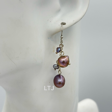 Загрузить изображение в средство просмотра галереи, Natural hanging pearl grape earrings (silver)
