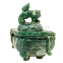 Load image into Gallery viewer, Guardians of Aroma: Jade Incense Burner with Foo Dog Motifs
