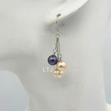 Load image into Gallery viewer, 3 pearls chain earrings 925
